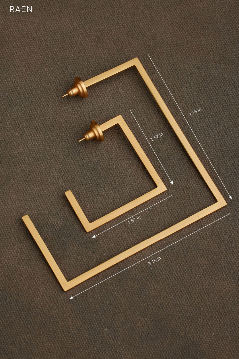 RAEN gold earrings comparison front view